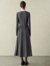 Contrast Collar Polo Knit Midi Dress
