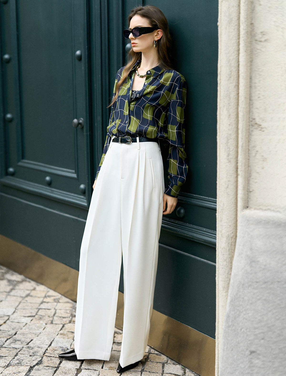 High Waisted Pleated Wide Leg Dress Pants