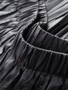 Crinkled Pleated Elastic Waist Midi Skirt