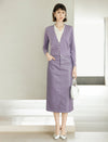 Wool Blend Scallop Trim Layered V-Neck Cardigan