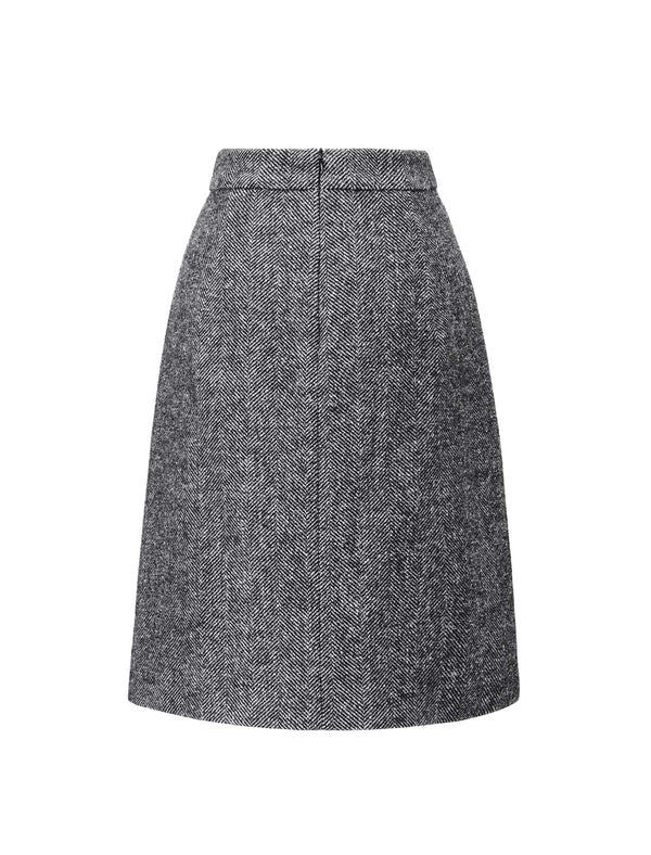 Wool Gray Classic Mid-Length Skirt