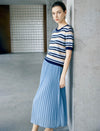 Tencel Striped Short-Sleeve Knit Top