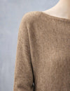 Wool Blend Ruched Boatneck Drop-Shoulder Sweater