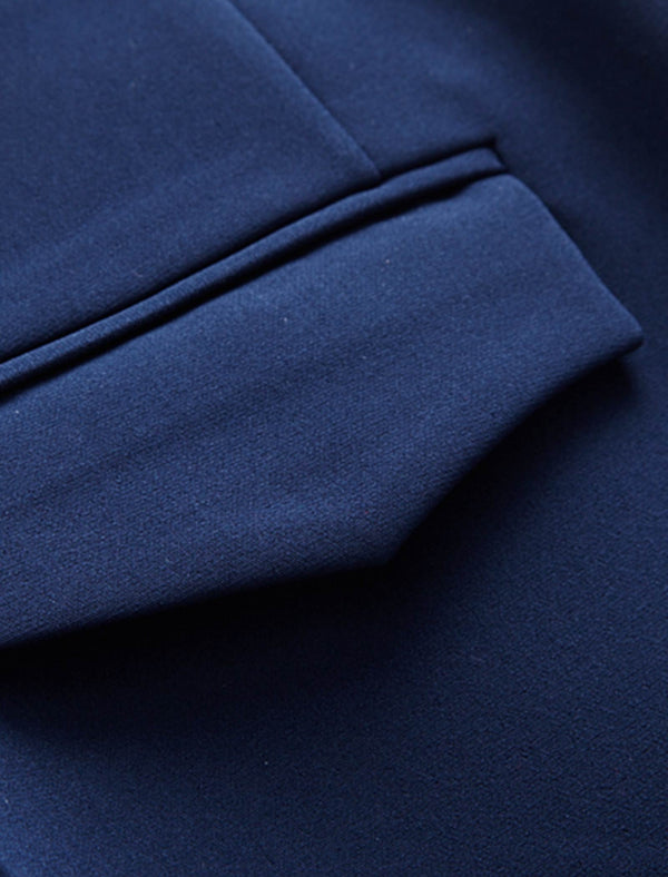 Navy Wide-Leg Suit Pants