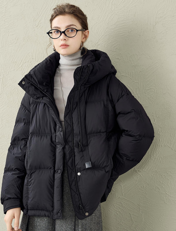 High Collar Hooded Down Jacket