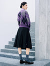 Pleated A-Line Floral Applique Midi Skirt