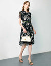 Chiffon Waist-Cinched Short Sleeve Dress