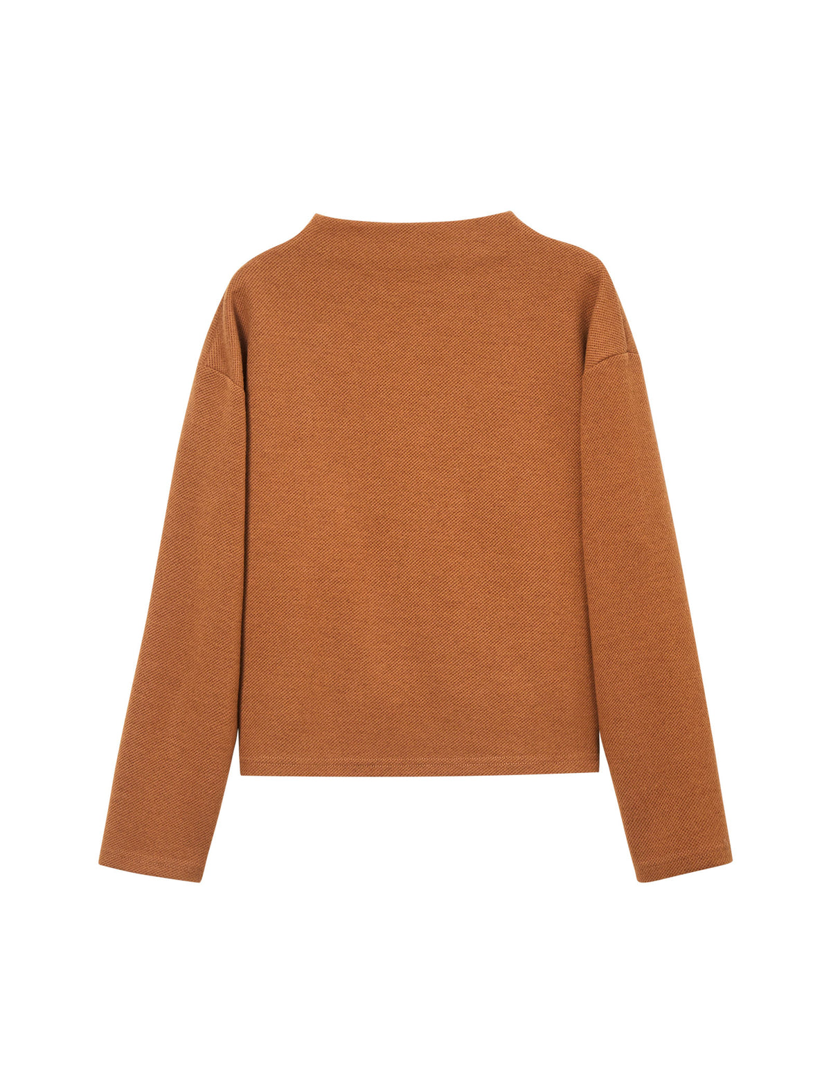 Wool Blend Twist-Front Mock-Neck Relaxed Top