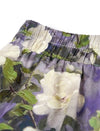 Cotton Purple Floral Print A-Line Midi Skirt