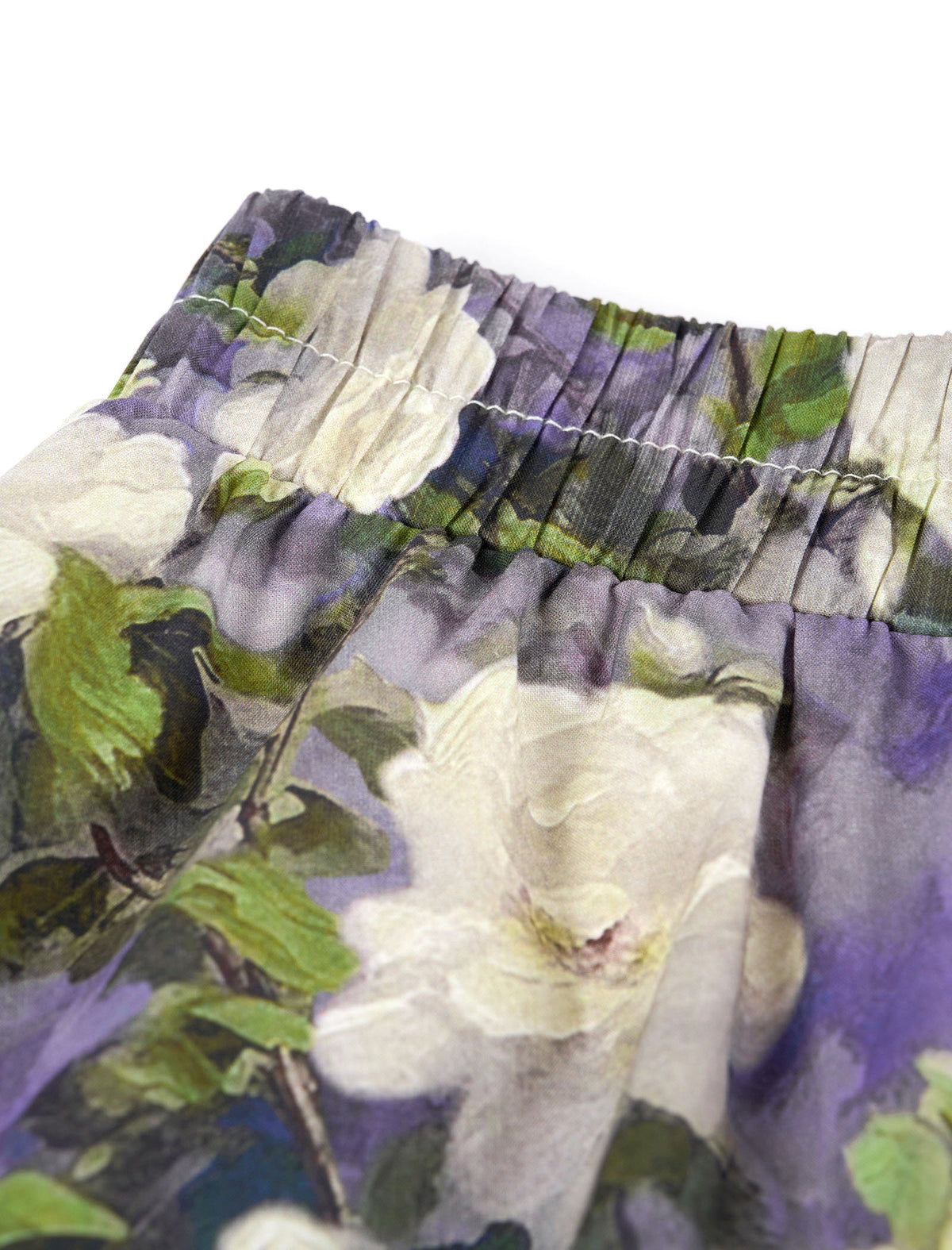 Cotton Purple Floral Print A-Line Midi Skirt