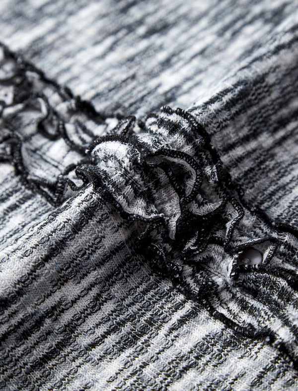 Gray V-Neck Slim Fit Long-Sleeve Knit Top