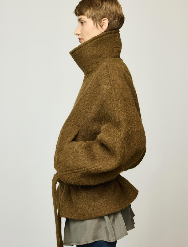 Wool-Alpaca Blend Belted Short Coat