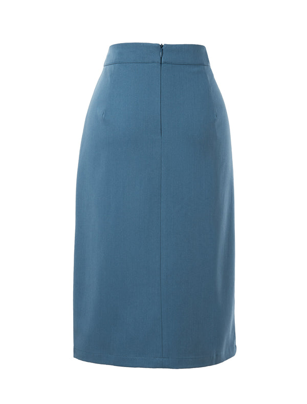 Front Slit Pocket Detail Midi Pencil Skirt