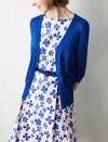 Sleeveless Blue Floral Belted Dress