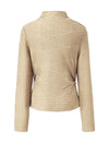 Ruched Slim Fit Mock Neck Long-Sleeve Knit Top
