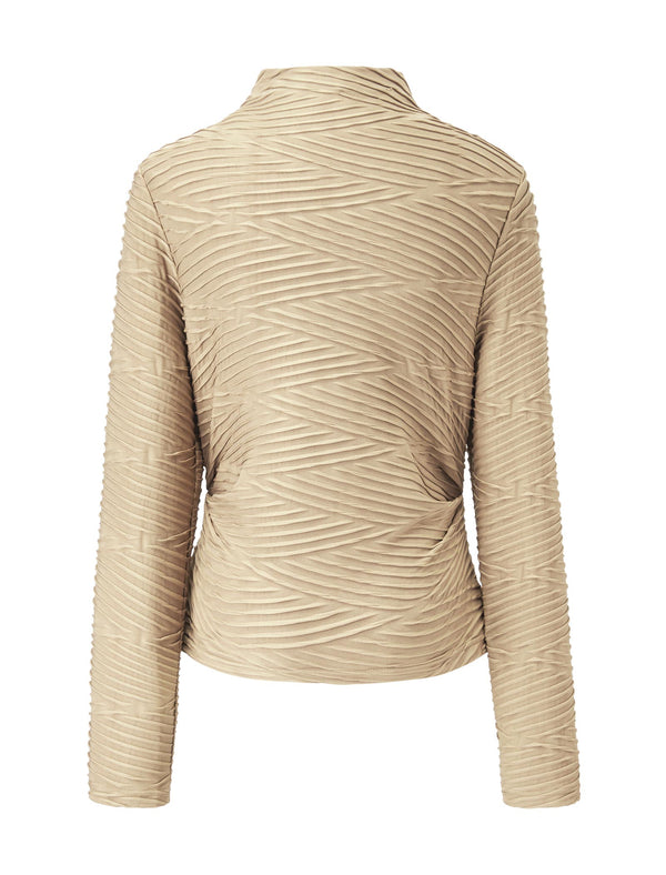 Ruched Slim Fit Mock Neck Long-Sleeve Knit Top