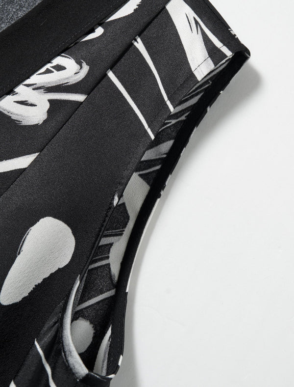 Abstract Print Sleeveless Midi Dress