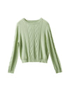 Crew Neck Cable Knit Pullover Sweater