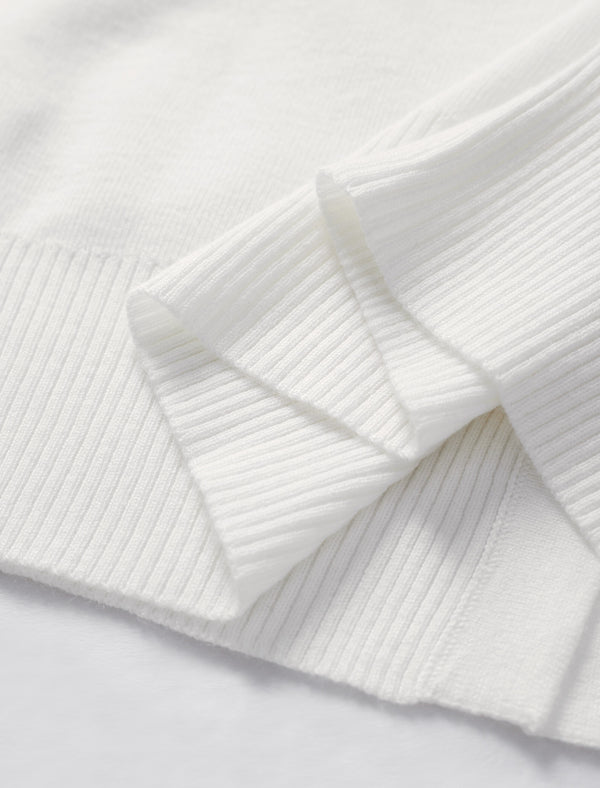 White Minimalist Loose Knit Round Neck Sweater