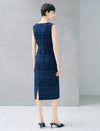 Metallic Thread U-Neck Sleeveless Shift Dress