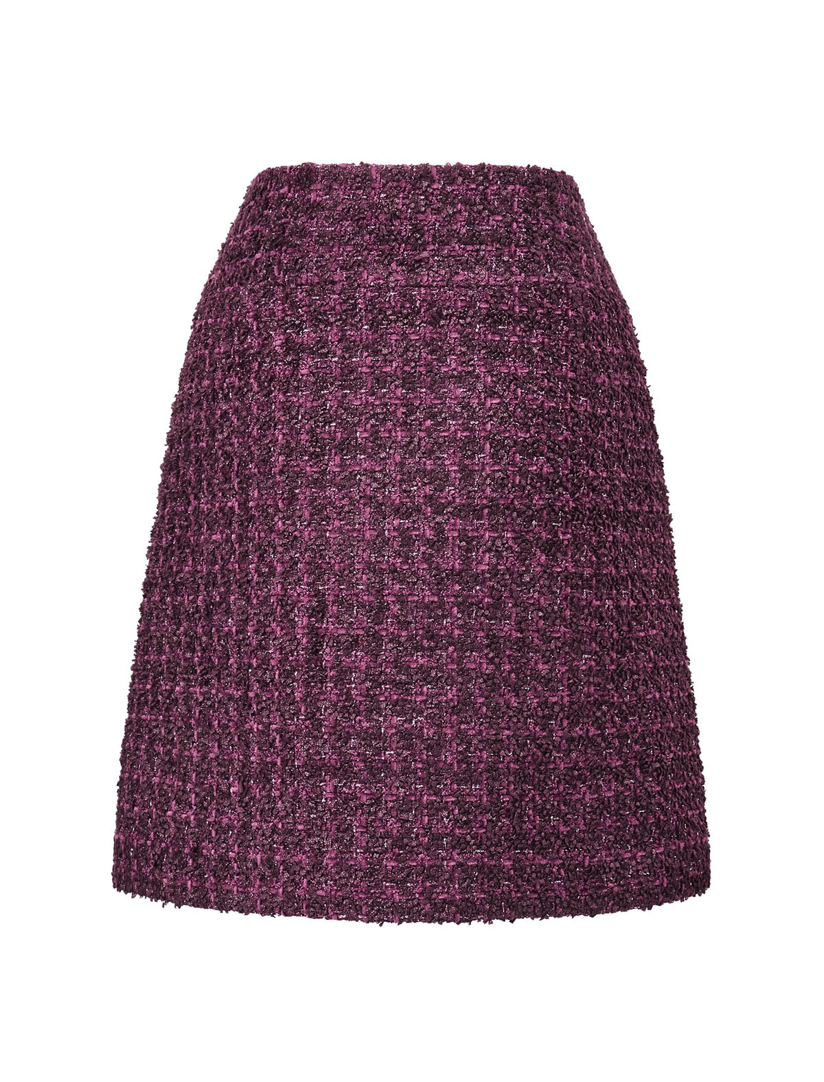 Burgundy Tweed Wool-Blend Mini Skirt