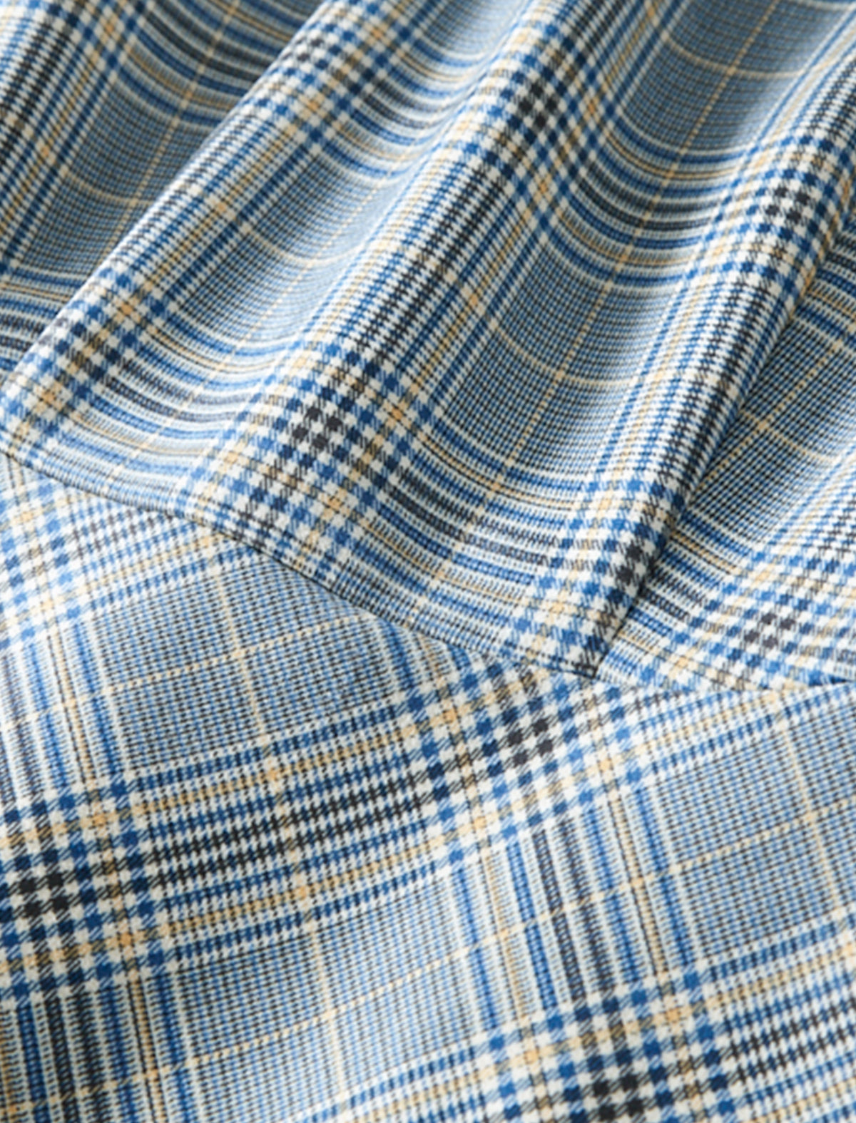 Blue Plaid Long Sleeve Midi Dress