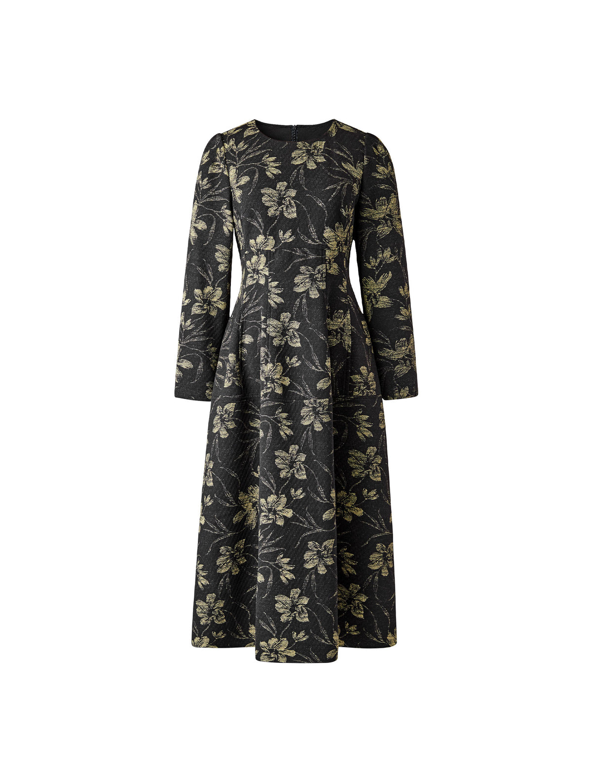 Floral Print Long-Sleeve Column Maxi Dress