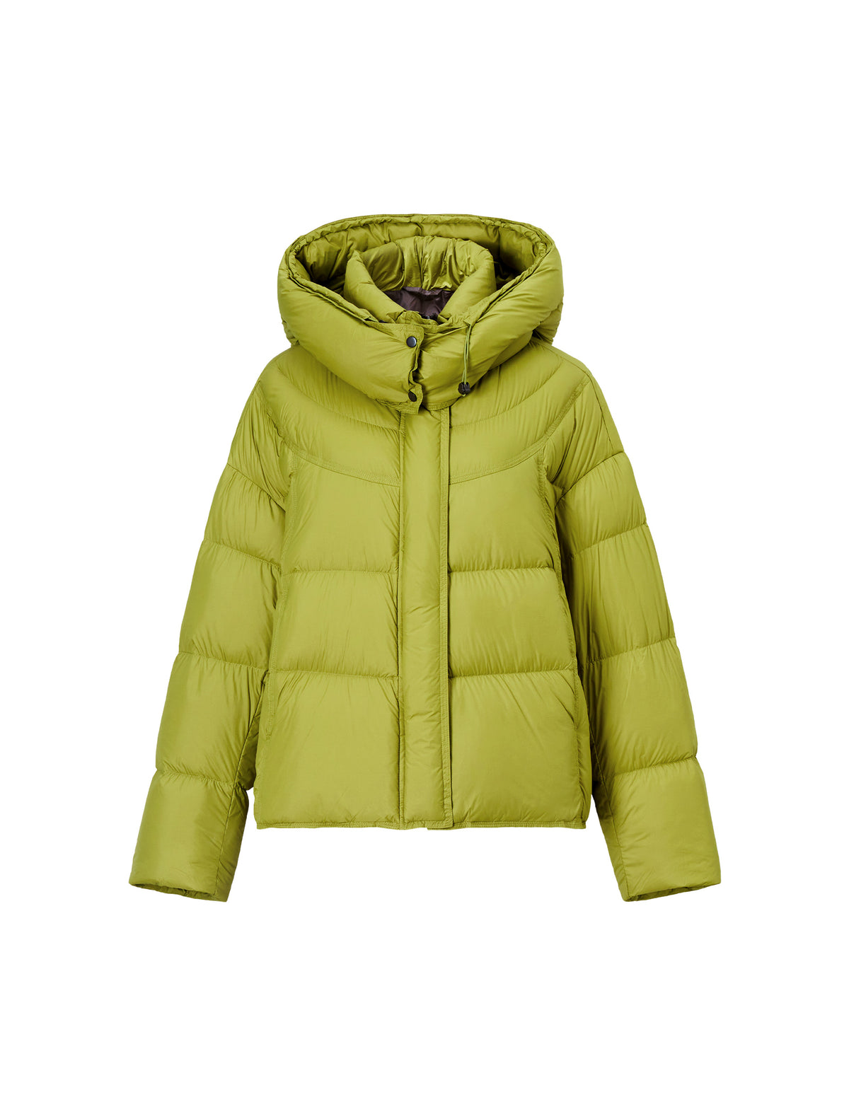 Hooded Drawstring Zip-Front Cropped Puffer Jacket