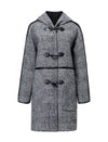 Plaid Wool-Blend Toggle Hooded Coat