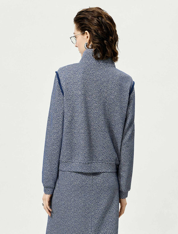 Blue Checkered Zip-Up Jacket