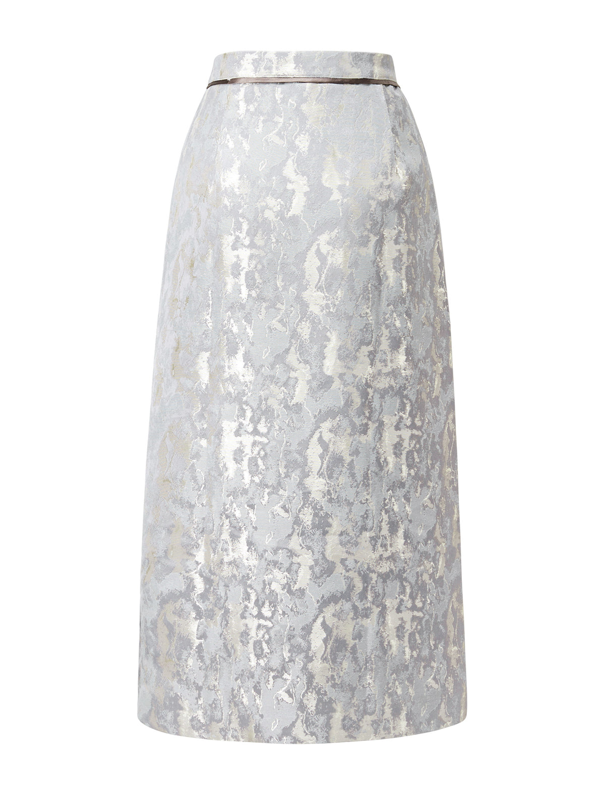 Front Slit Brocade Midi Skirt