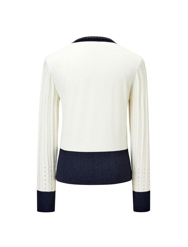 Contrast Bow Detail Knit Cardigan