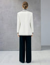 Wool Blend Braided-Trim Double-Breasted Notched-Lapel Jacket
