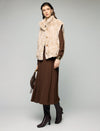 Stand-Collar Button-Front Sleeveless Cropped Vest
