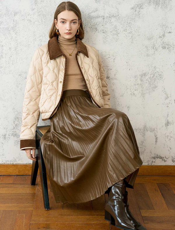 Quilted Contrast Collar And Cuffs Down Jacket