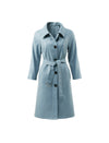 Collared Button-Front Belted Trench Coat
