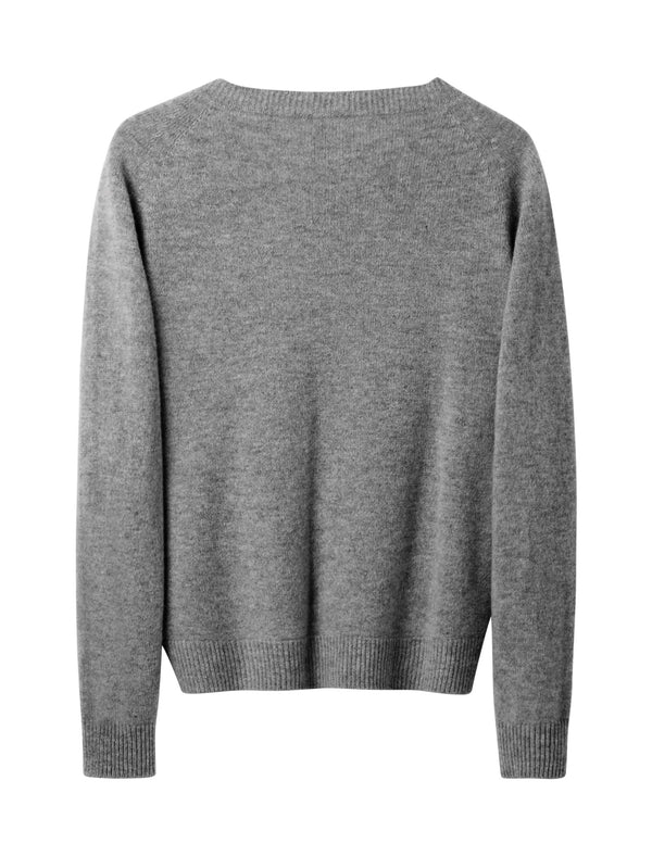 100% Wool Round Neck Long-Sleeve Knit Cardigan