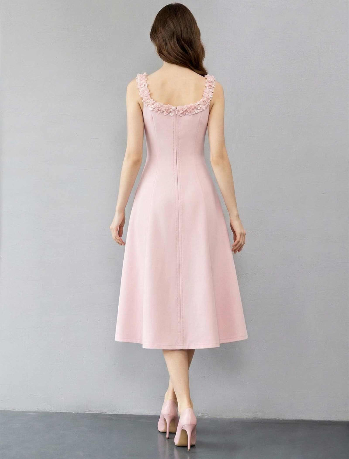 Elegant Square Neck Flare Dress