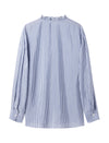 Blue Striped Tencel Minimalist Long-Sleeve Shirt