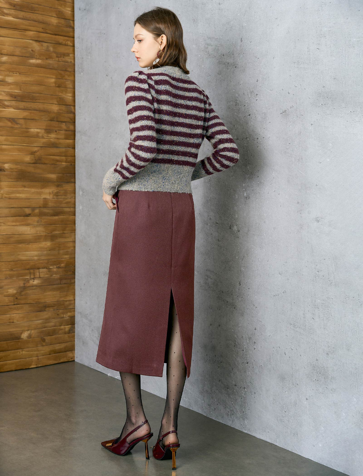Straight Midi Skirt with Button Detail