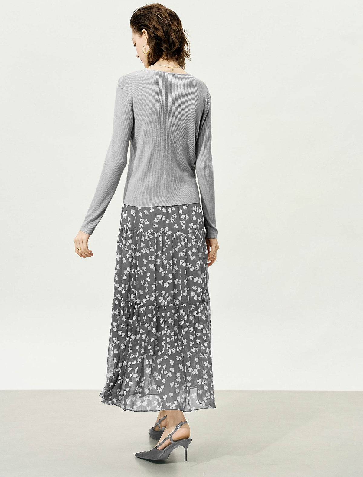 Floral Multi-Layered Midi Skirt