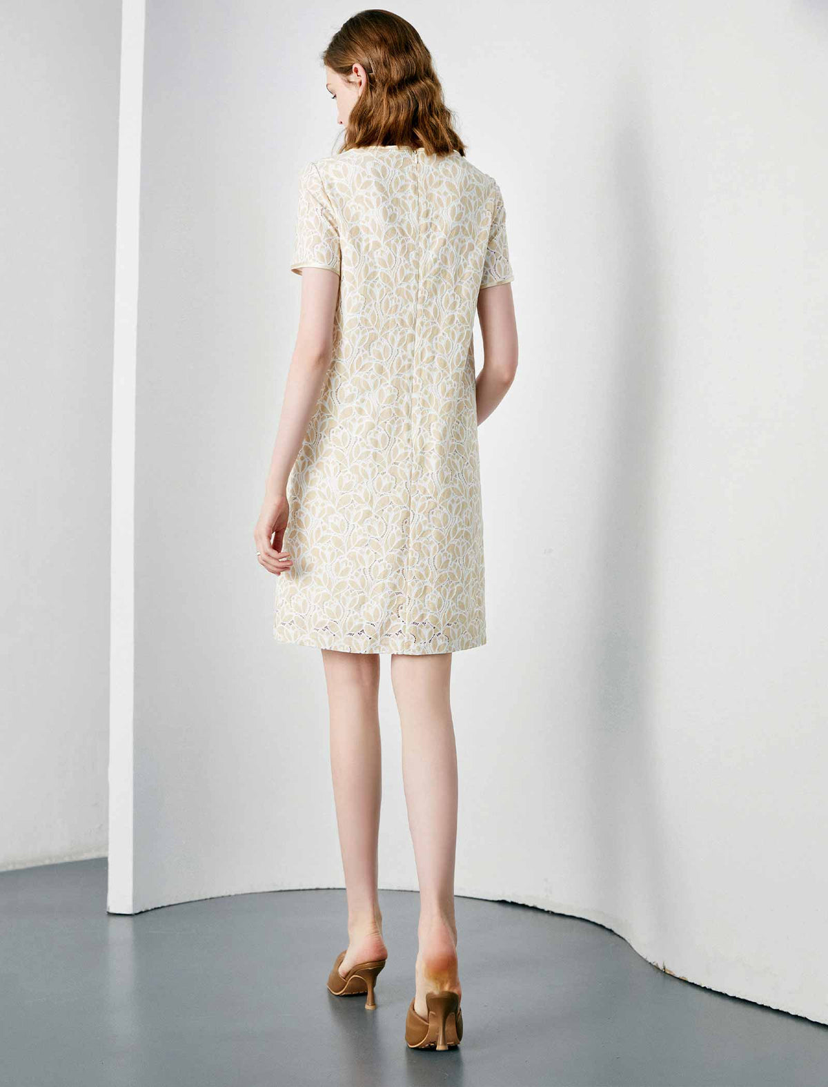 Floral Lace Straight Short Sleeve Dress