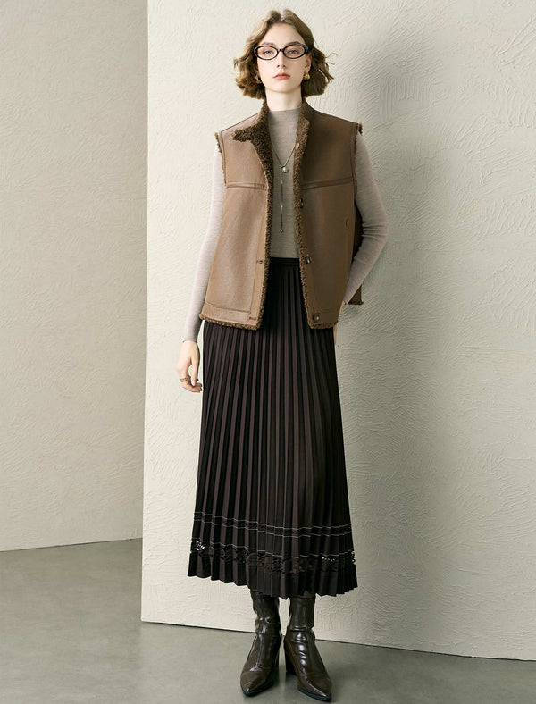 Reversible Faux Shearling And Faux Leather Vest