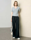 Cable Knit Short-Sleeve Polo Top