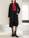Wool Blend Contrast-Stitch Long Coat