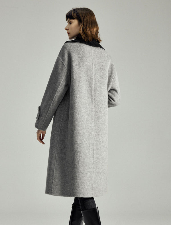 Double-Faced Wool Layered Mid-Length Coat