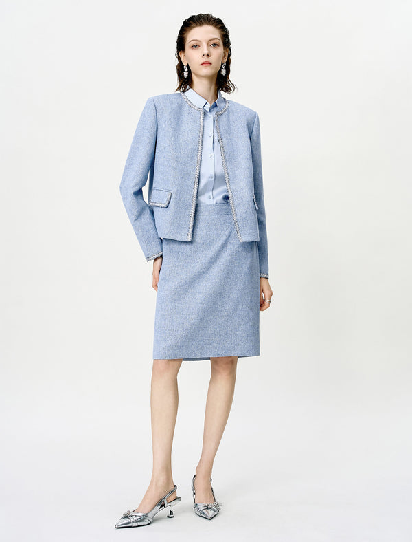 Light Blue Loose Long-Sleeve Professional Shirt