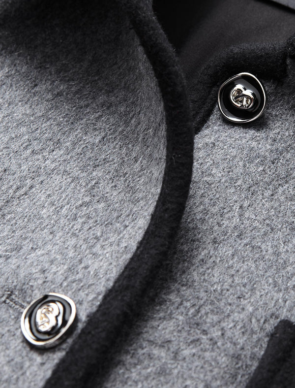Wool Gray Lapel Short Coat