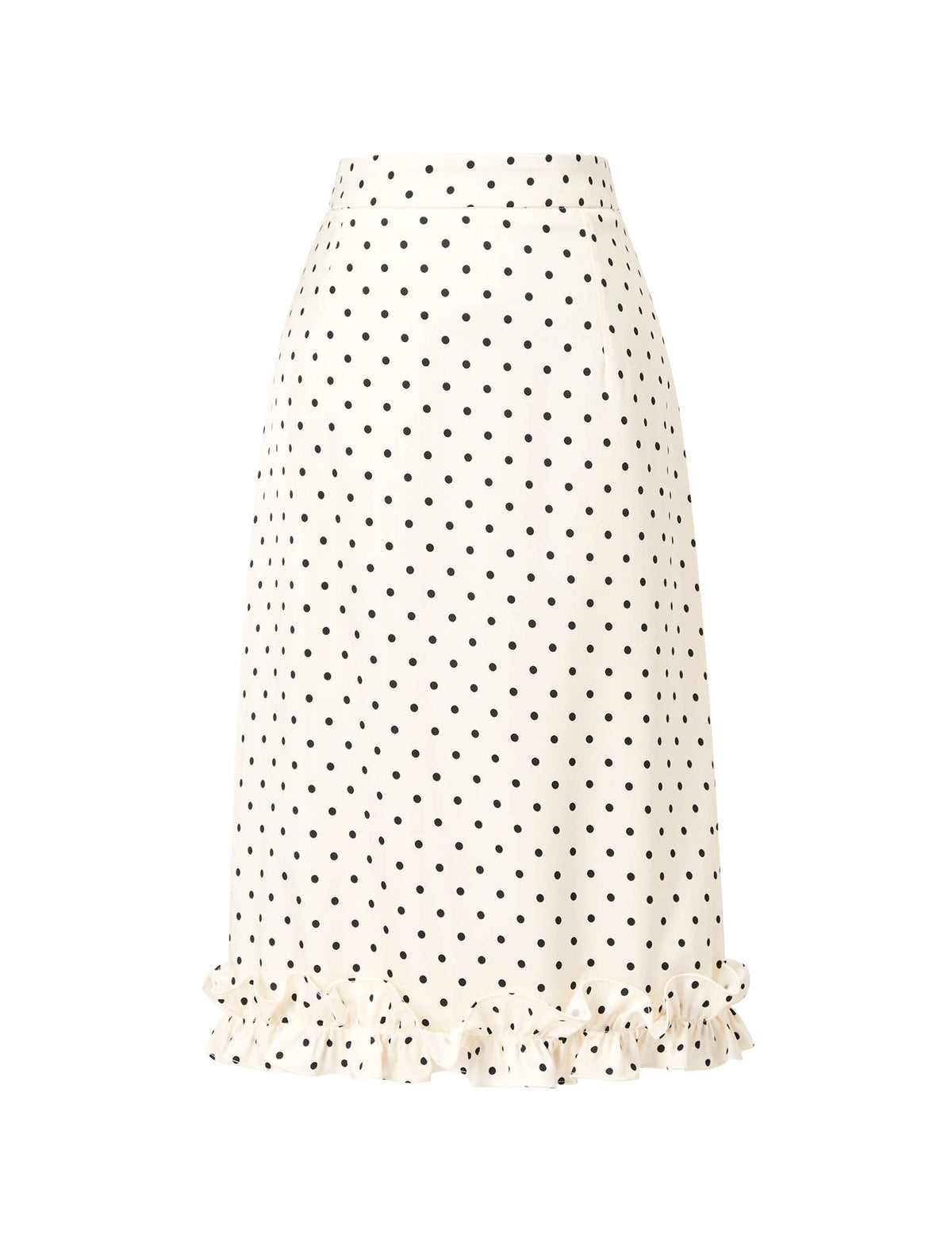 Polka Dot Ruffle Hem Midi Skirt