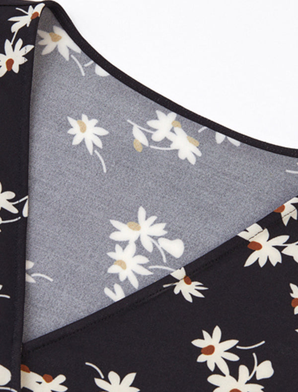 Floral Print Wrap Side Slit Midi Dress